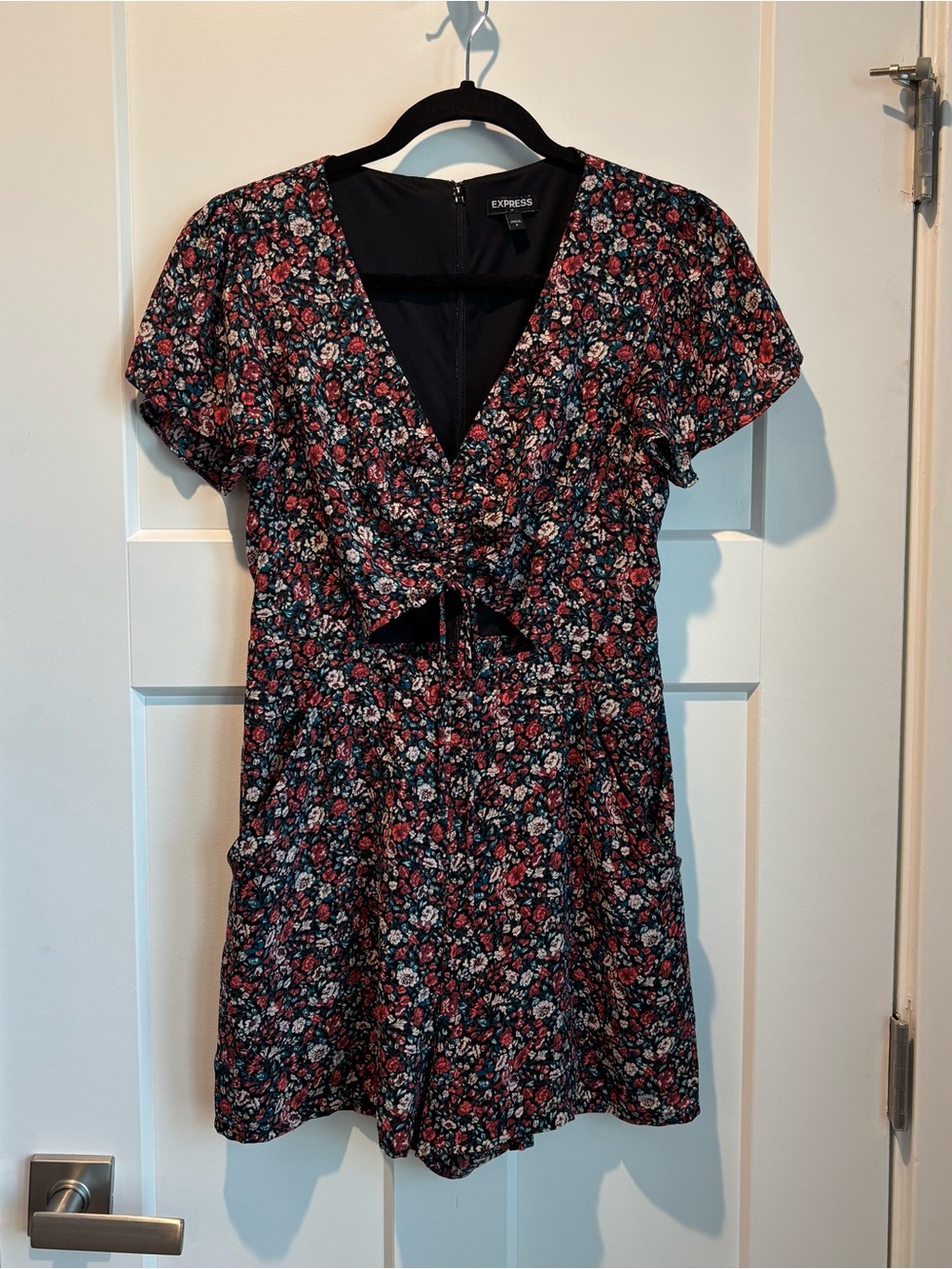 Express Floral Tie-Front Romper